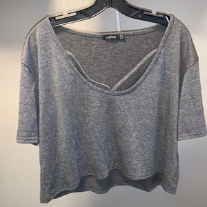 Gray strappy crop top